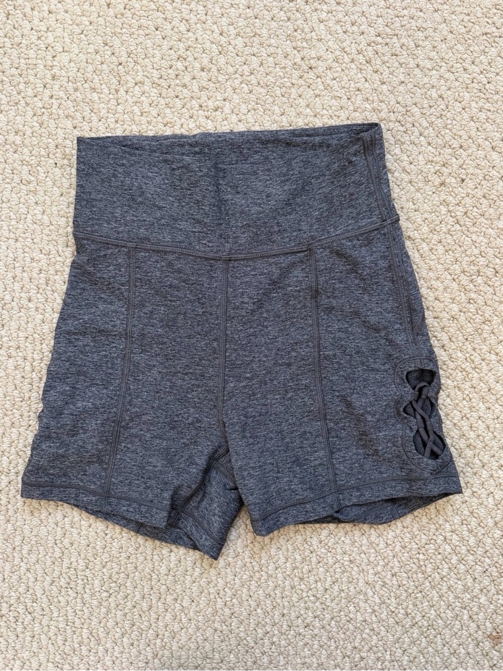 lululemon athletica Dark Gray High-Waist Athletic Shorts with Side Lattice